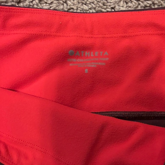 ATHLETA Asym Color block Leggings Tights Small Purple Red plush - Picture 4 of 6